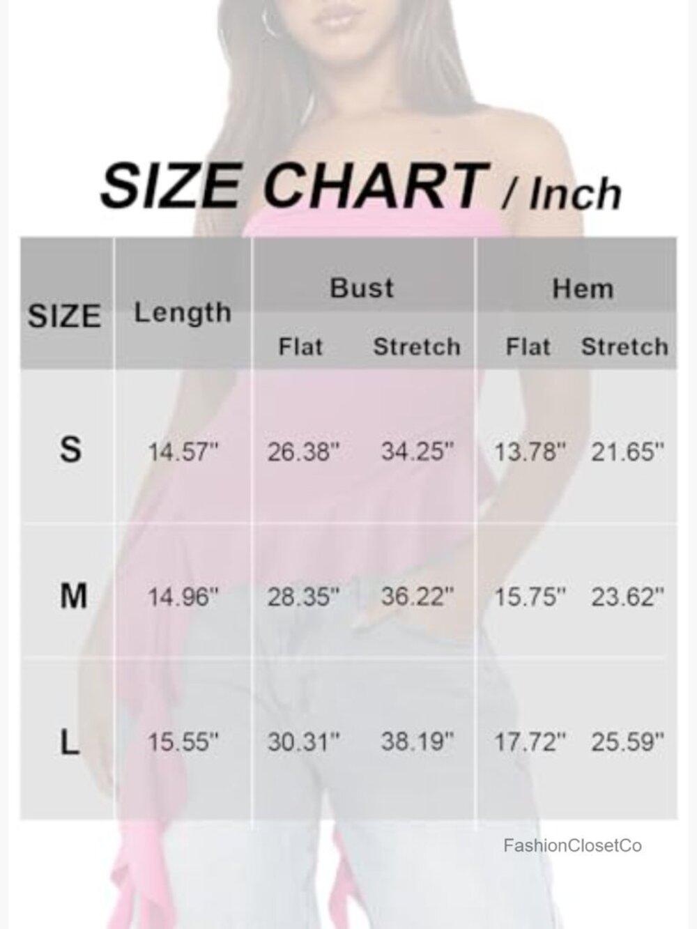 Strapless Tube Top Ruffled Asymmetrical Hem Ruched Bandeau Cami Tank - Picture 6 of 6